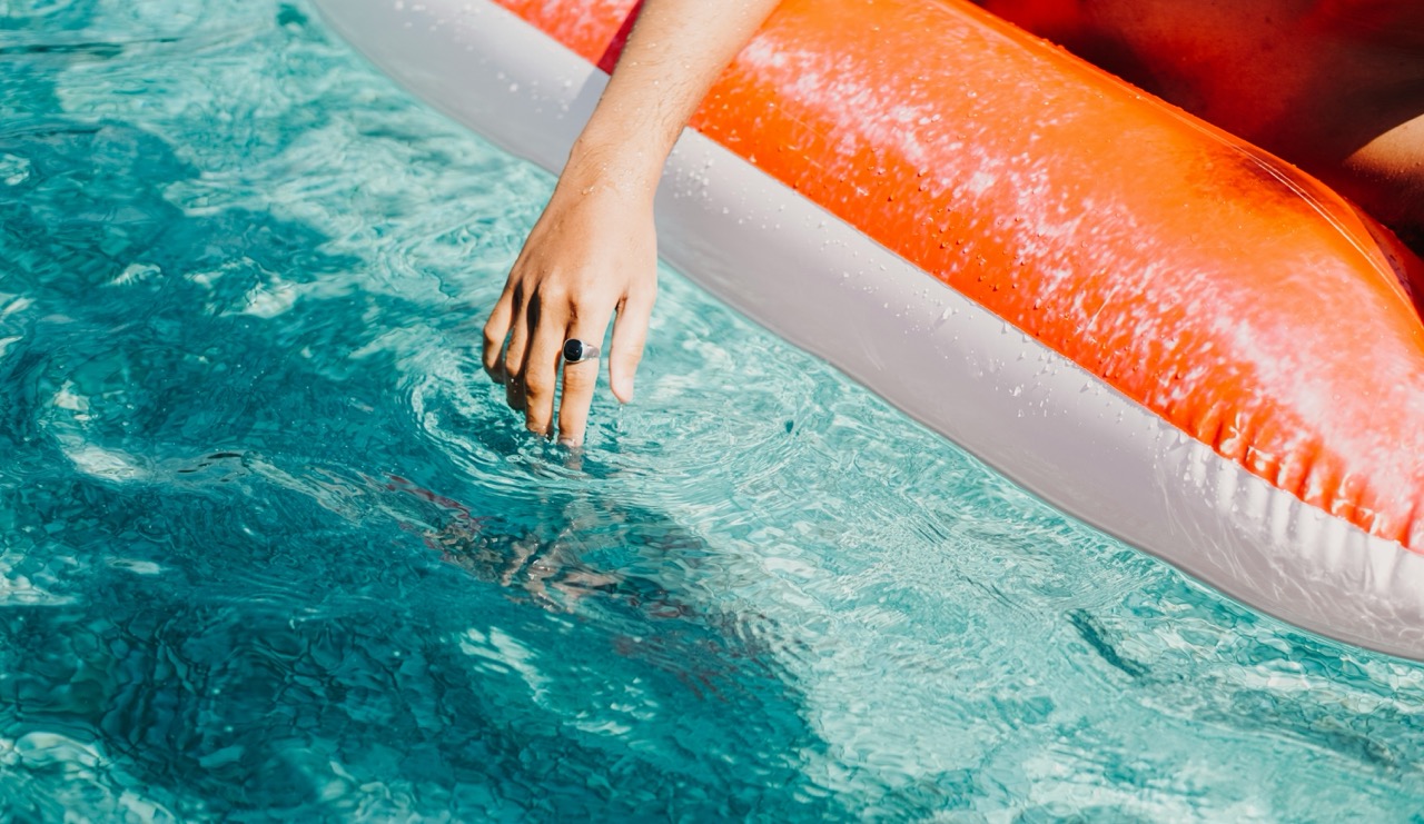 Woman relaxing in pool